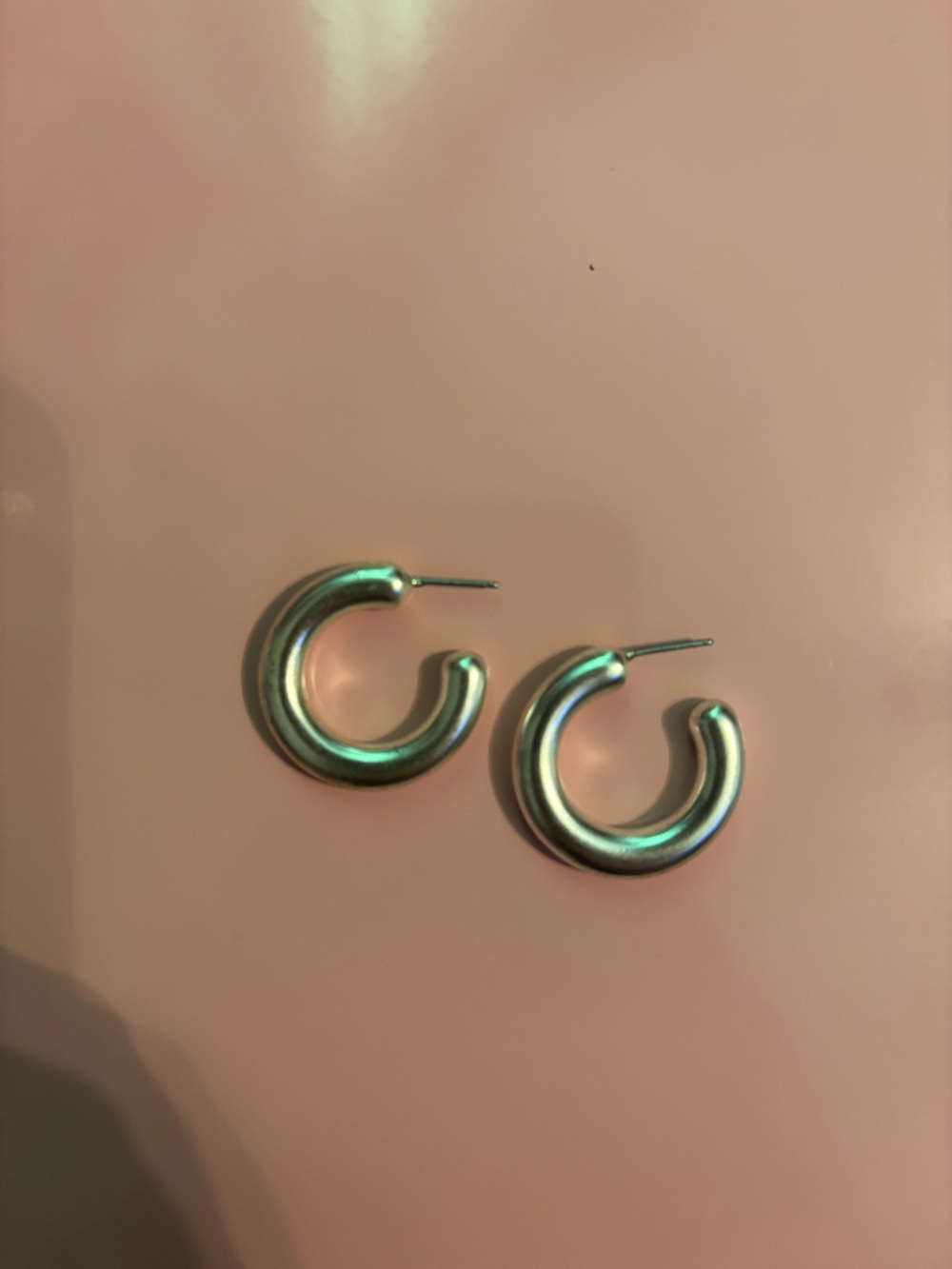 Chunky Silver Metallic Hoop Earrings - Women Accessories